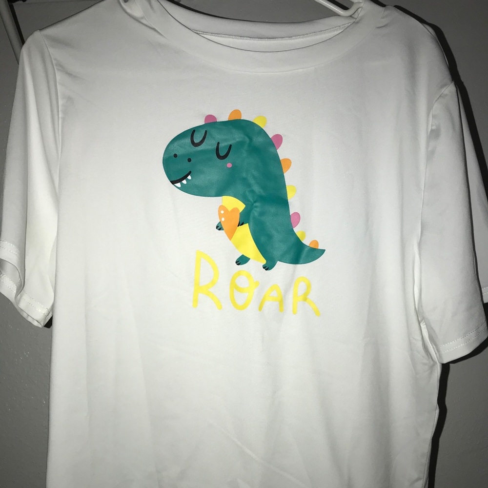 Shein Cartoon Dinosaur And Letter Graphic TeeShirt